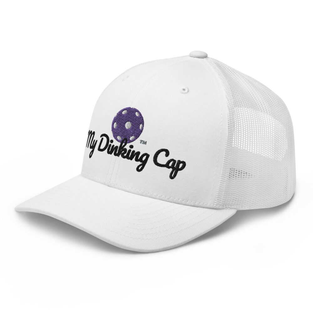 My Dinking Cap (purple & black logo) – White Snap Back Mesh Pickleball Hat/Cap - Image 3