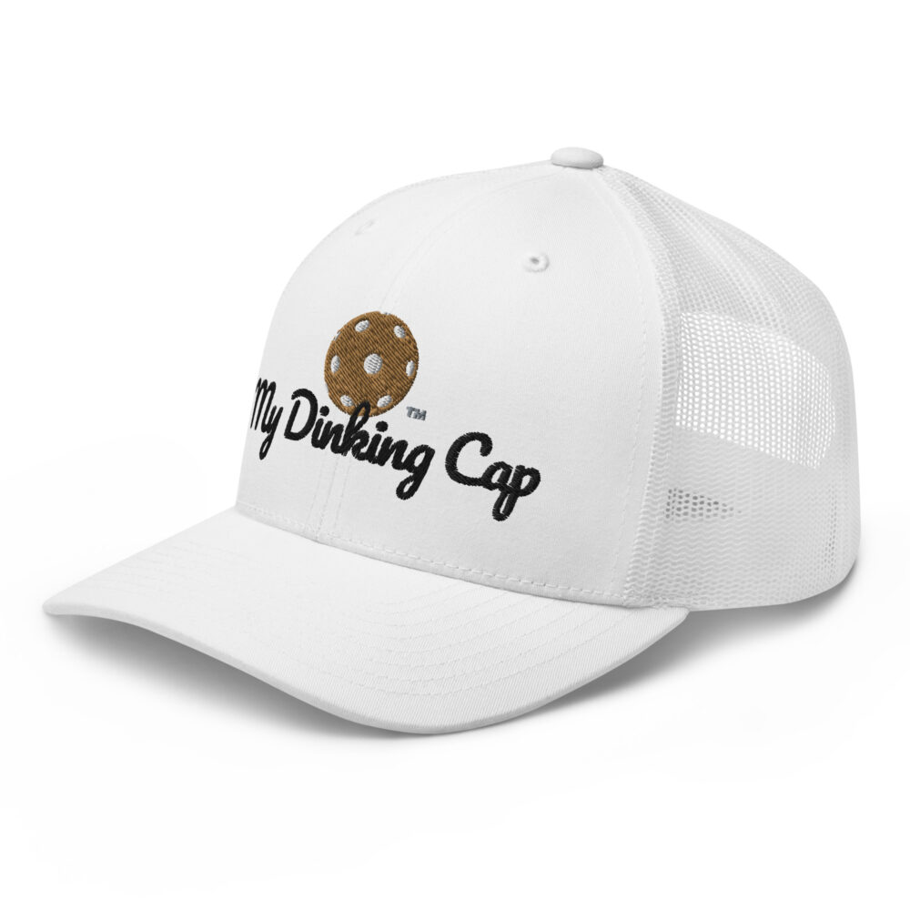 My Dinking Cap (old gold & black logo) – White Snap Back Mesh Pickleball Hat/Cap - Image 3