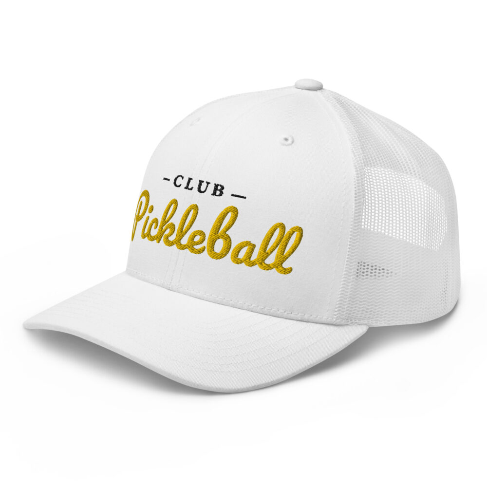 Club Pickleball Hat (gold letters) – White Snap Back Mesh Pickleball Hat/Cap - Image 3