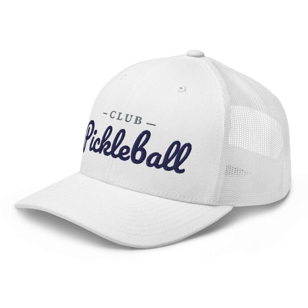 Club Pickleball Hat (navy & gray letters) – White Snap Back Mesh Pickleball Hat/Cap - Image 3