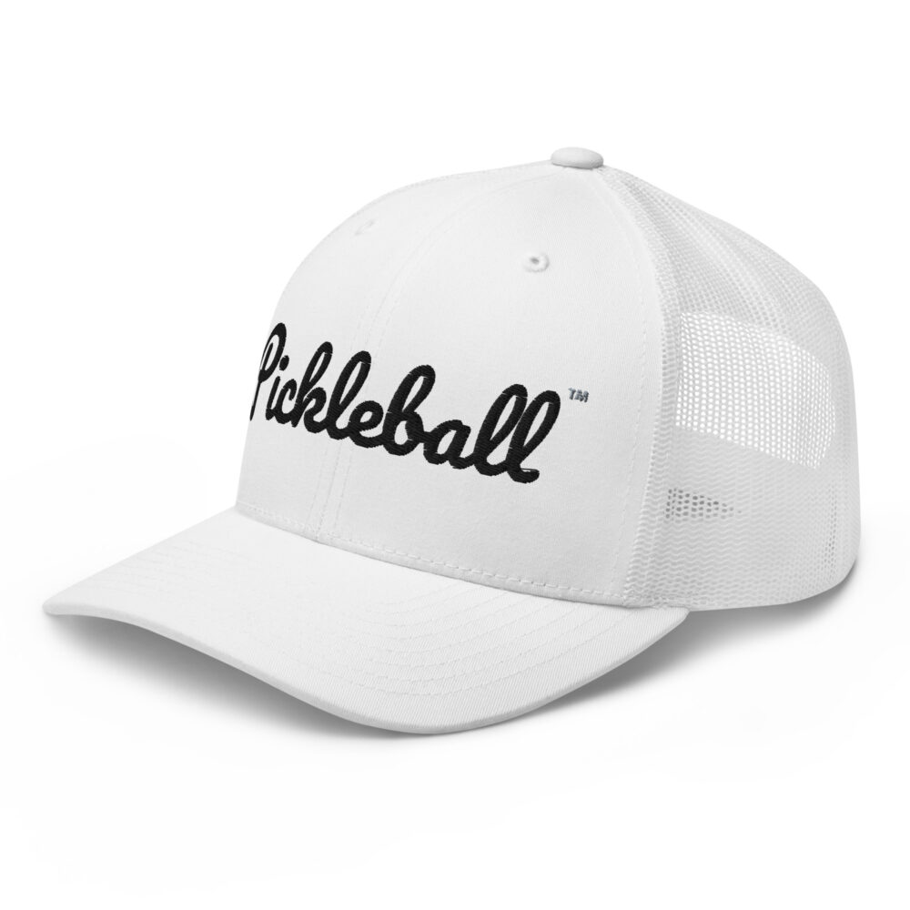 Pickleball Hat (black letters) – White Snap Back Mesh Pickleball Hat/Cap - Image 3