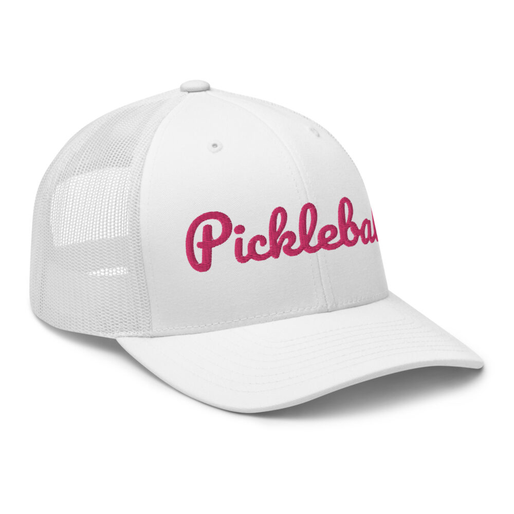Pickleball Hat (flamingo letters) – White Snap Back Mesh Pickleball Hat/Cap - Image 3