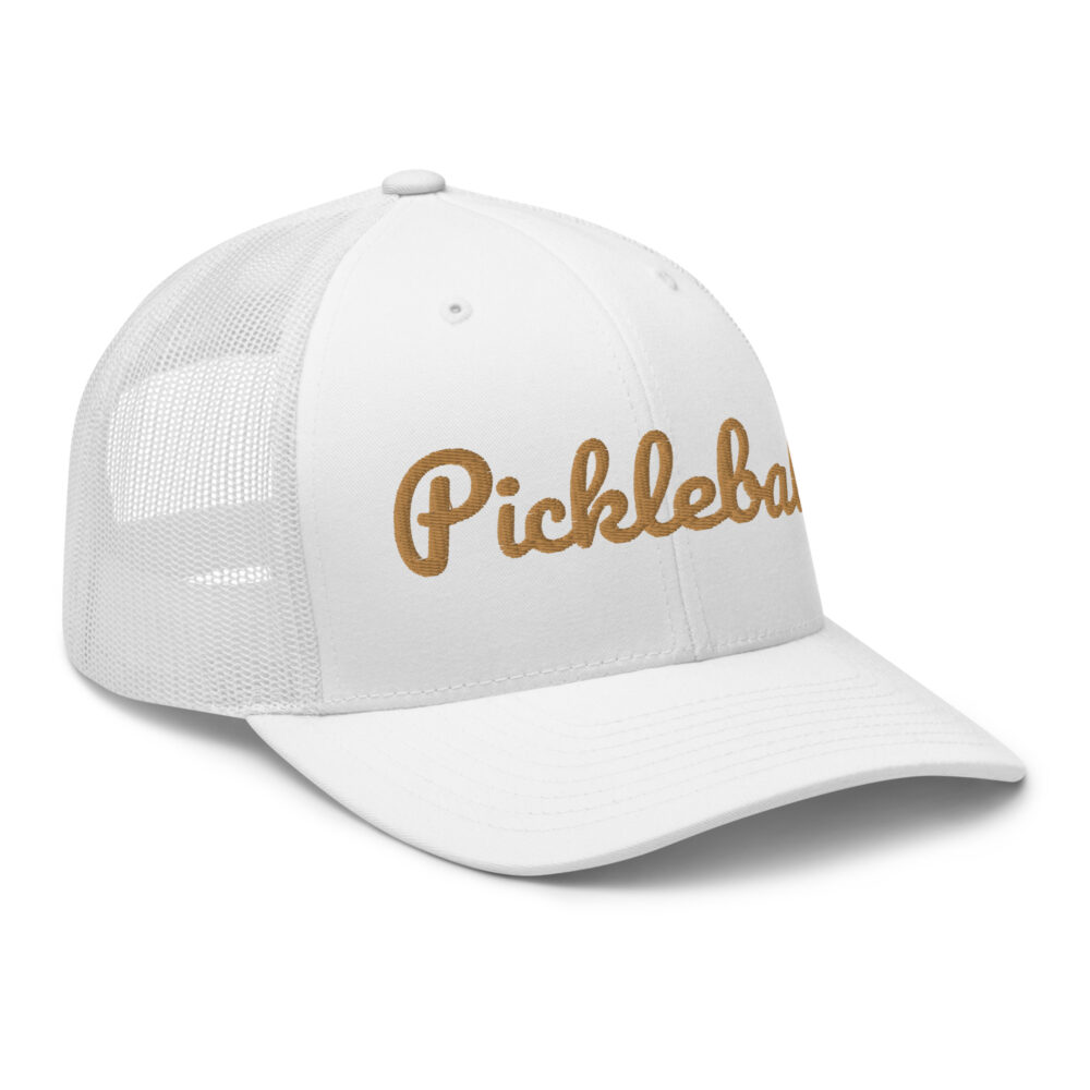 Pickleball Hat (old gold letters) – White Snap Back Mesh Pickleball Hat/Cap - Image 3