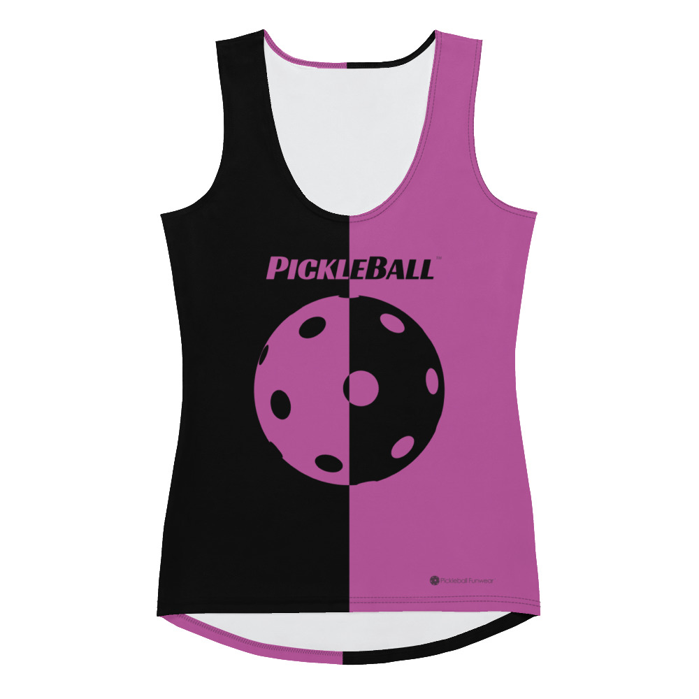 Pickleball w/Split Ball Design (black & violet) – Women’s Tank Top