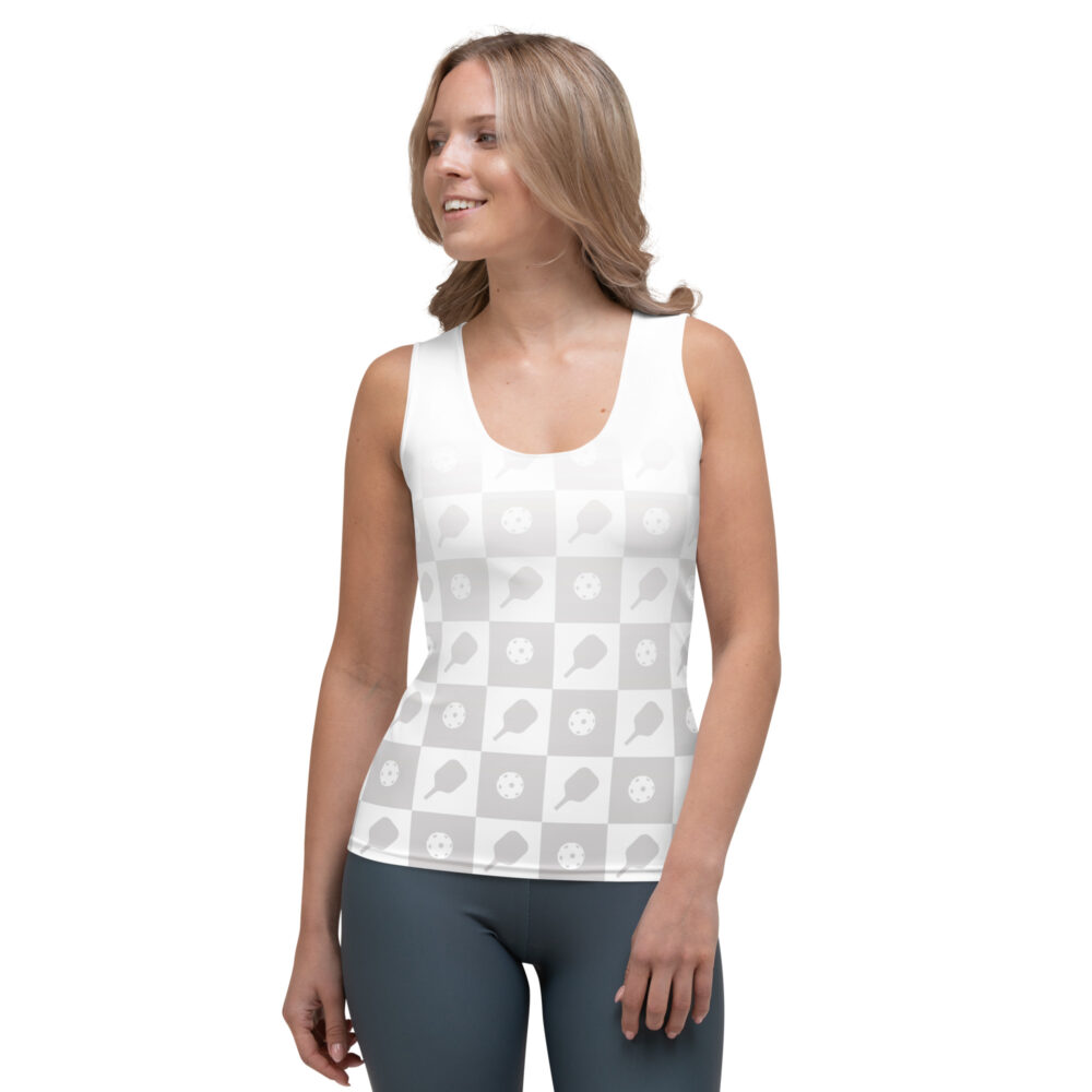 Pickleballs & Paddles Design (light gray) – Women’s Tank Top - Image 2